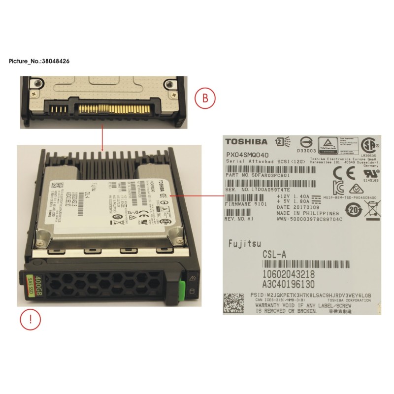 38048426 - SSD SAS 12G 400GB WRITE-INT 2.5  SED H-P