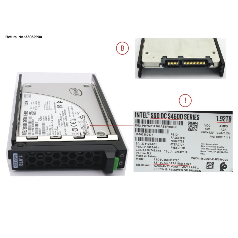 38059908 - SSD SATA6G 1.92TB MIX-USE 2.5  HP S4600