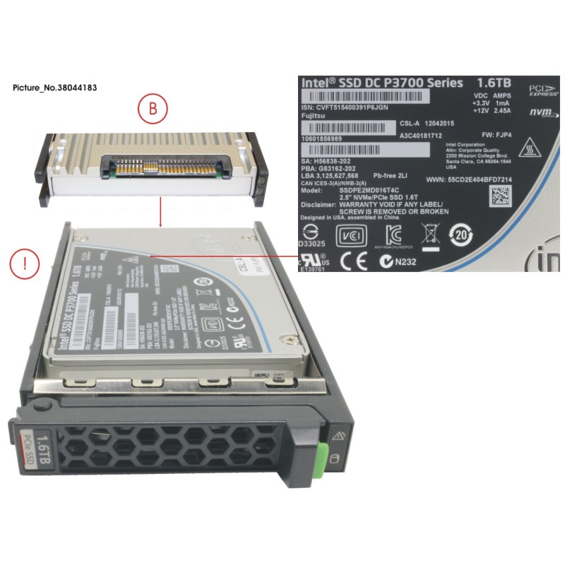 38044183 - SSD PCIE3 1.6TB MAIN 2.5  H-P EP