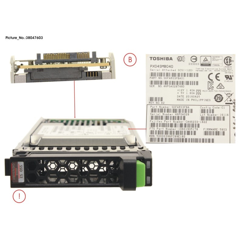 38047603 - DXS3 MLC SSD 2.5  400GB SAS3 X1