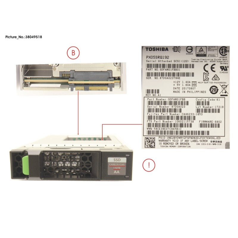 38049518 - DX S4 SED SSD SAS 3.5  1.92TB 12G