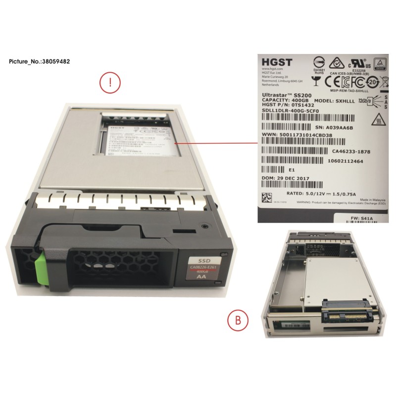 38059482 - DX S3.S4 SSD SAS 3.5  400GB 12G