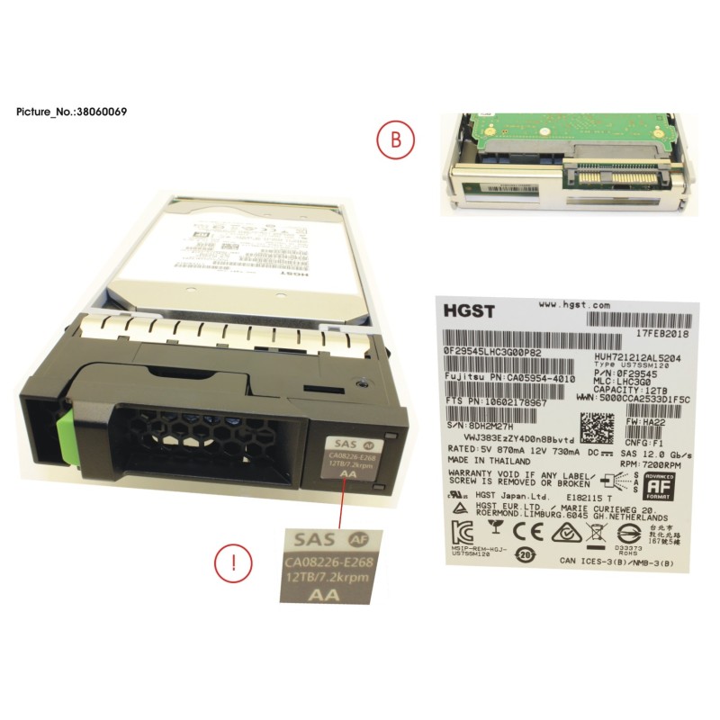 38060069 - DX S3.S4 HD DRIVE 3.5  12TB 7. 2K AF