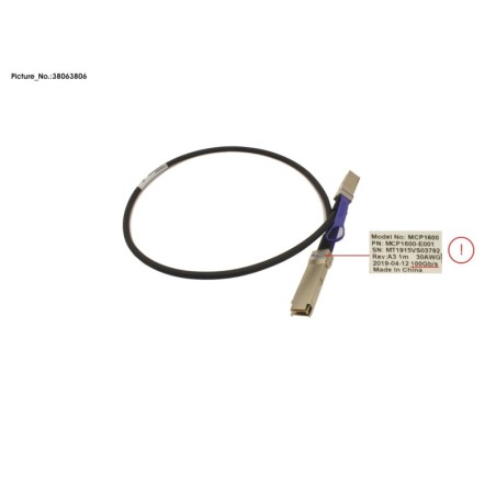 38063806 - MELLANOX COP. CABLE. 100GB.S. QSFP.LSZH.