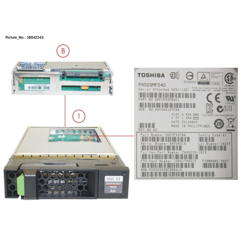 38042343 - DXS3 MLC SSD  3.5   400GB SAS3X1