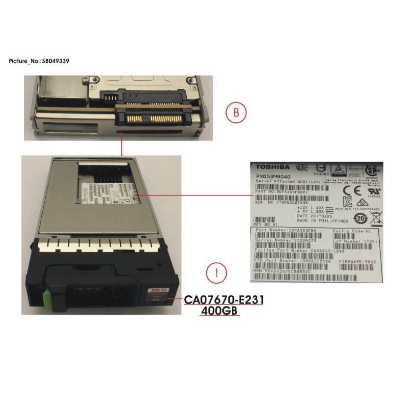 38049339 - DXS3 MLC SSD  3.5   400GB SAS3X1