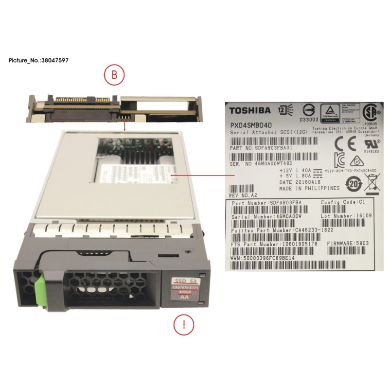 38047597 - DXS3 MLC SSD  3.5   400GB SAS3X1