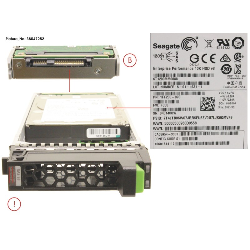 38047252 - DX S3 HD DRIVE 2.5   1.2TB 10KRPM X1
