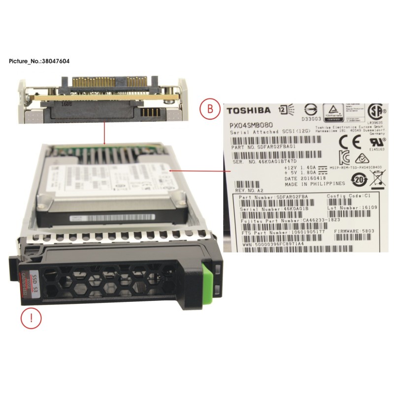38047604 - DXS3 MLC SSD  2.5   800GB SAS3X1