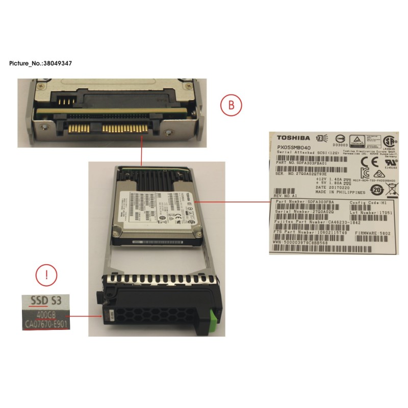38049347 - DX S3 MLC SSD 2.5  400GB SAS3 X1