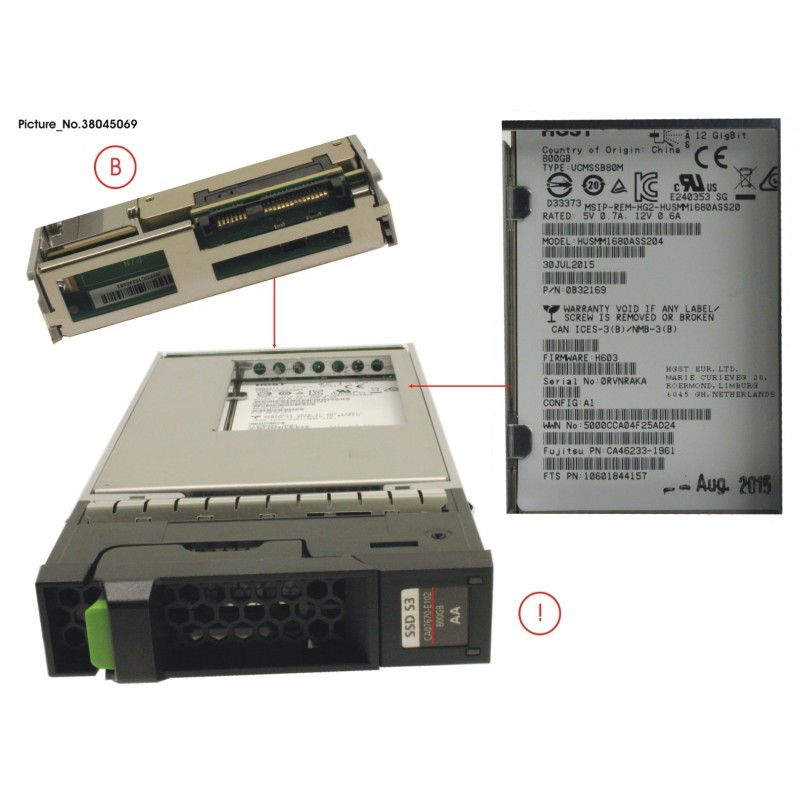 38045069 - DXS3 MLC SSD  3.5   800GB SAS3
