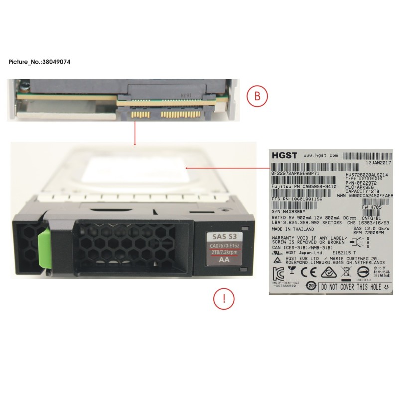38049074 - DX1.200 HD DRIVE 3.5   2TB 7.2KRPM X1