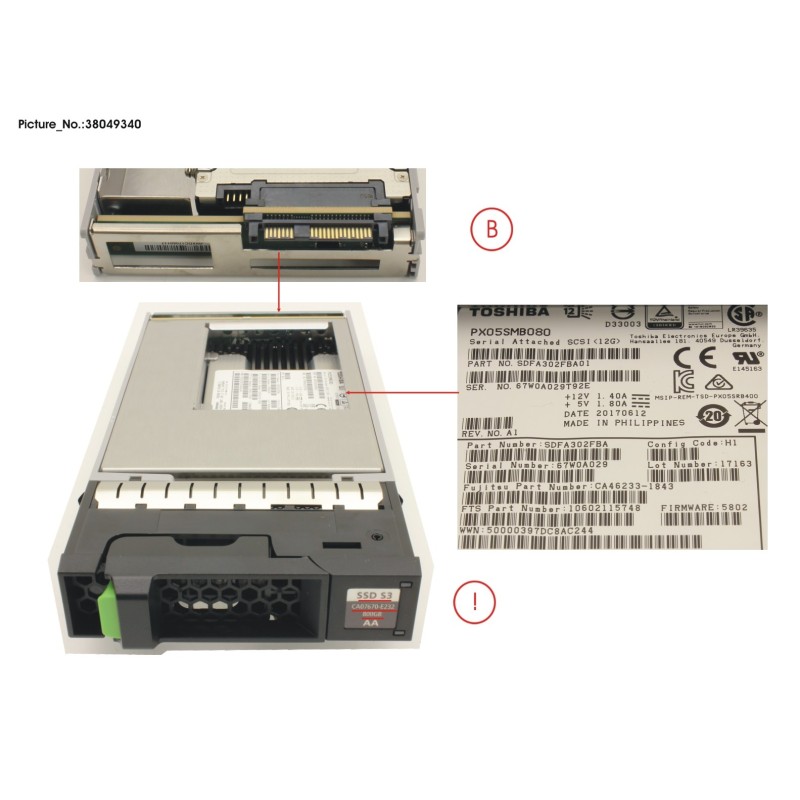 38049340 - DXS3 MLC SSD  3.5   800GB SAS3 X1