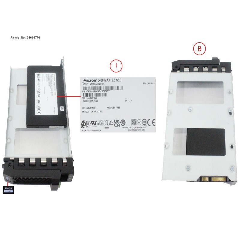 38066776 - SSD SATA 6G 960GB MU SFF IN LFF SLIM