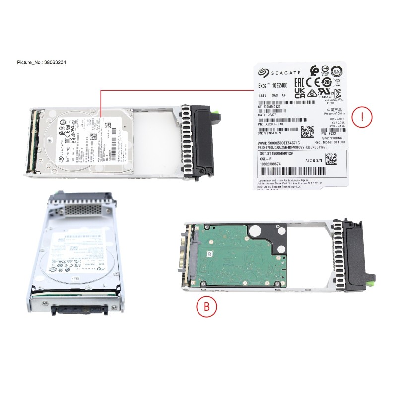 38063234 - JX40 S2 HD DRIVE SAS 1.8TB 10K 12G 512E