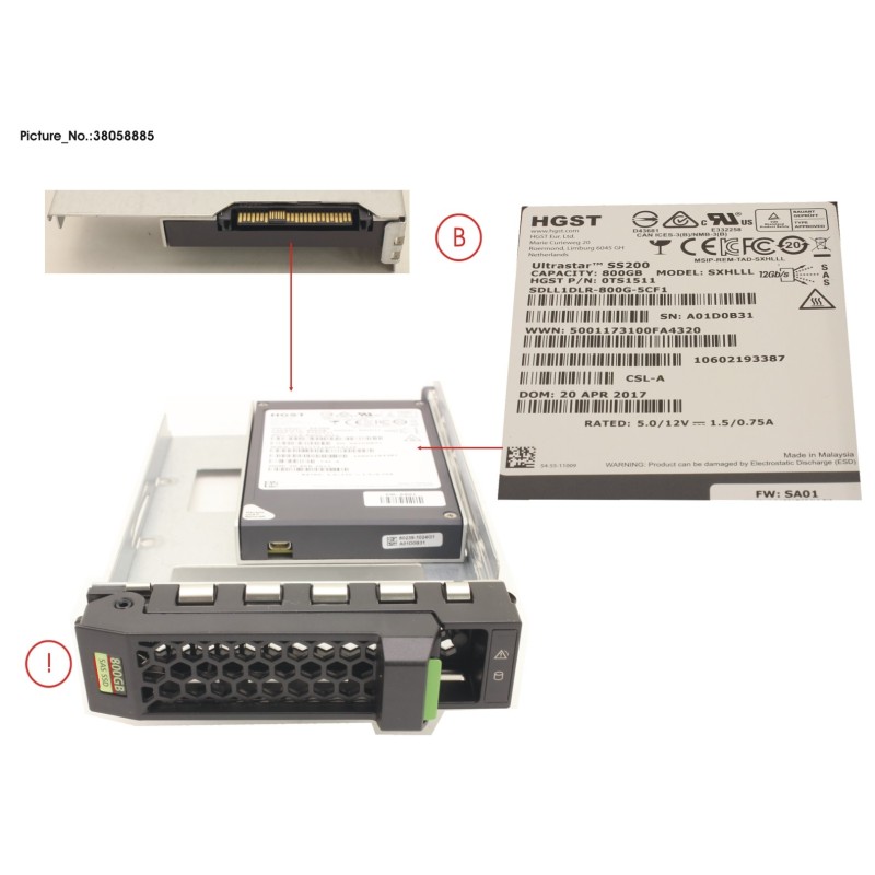 38058885 - SSD SAS 12G 800GB MIXED-USE 3.5  H-P EP