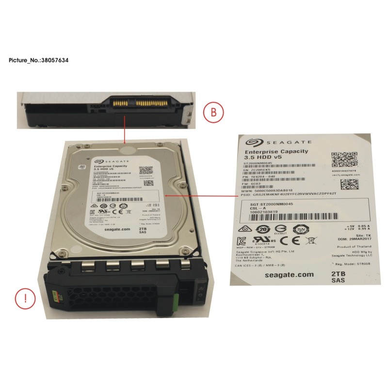38057634 - HD SAS 12G 2TB 7.2K HOT PL 3.5  BC