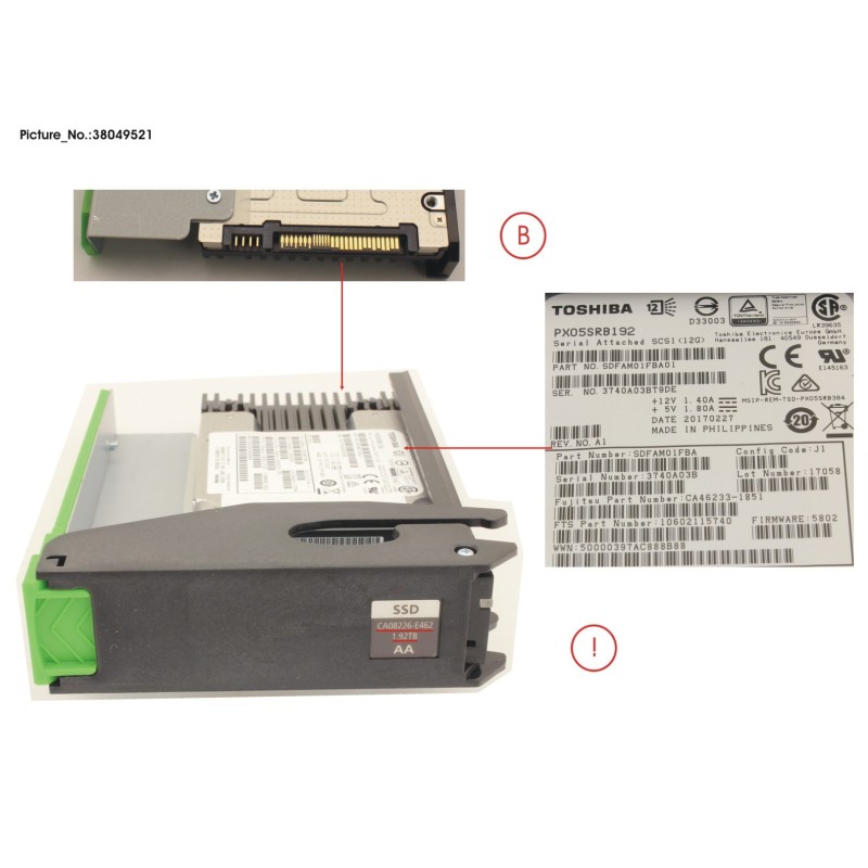 38049521 - DX S4 HDDE MLC SSD SAS 3.5  1.92TB 12G