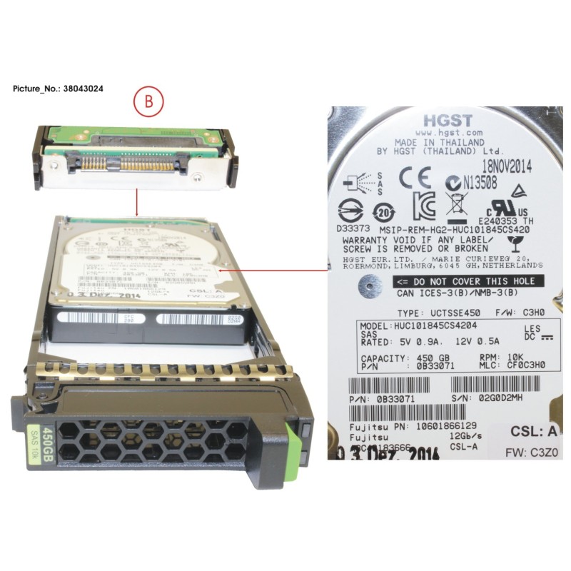 38043024 - JX40 S2 2.5  HD SAS 450GB 10k 12G 512E
