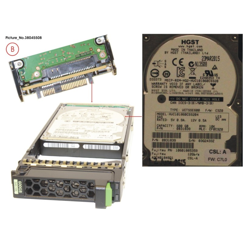 38045508 - JX40 S2 2.5  HD SAS 600GB 10K 12G 512N