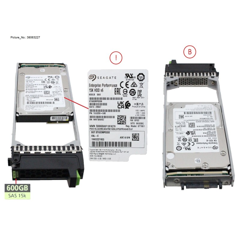 38063227 - JX40 S2 HD DRIVE SAS 600GB 15K 12G 512N