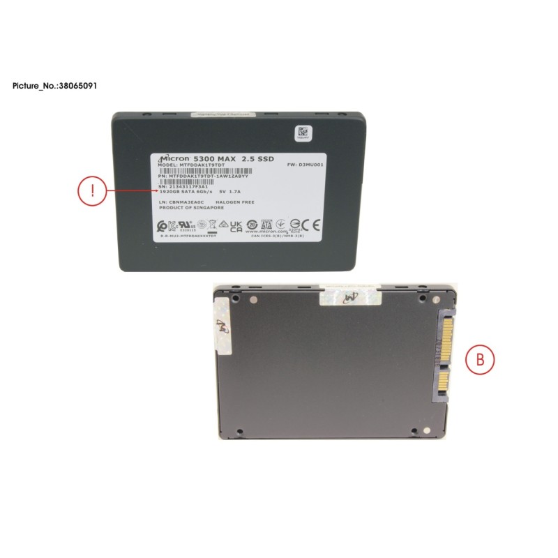 38065091 - SSD SATA 6G 1.92TB MU