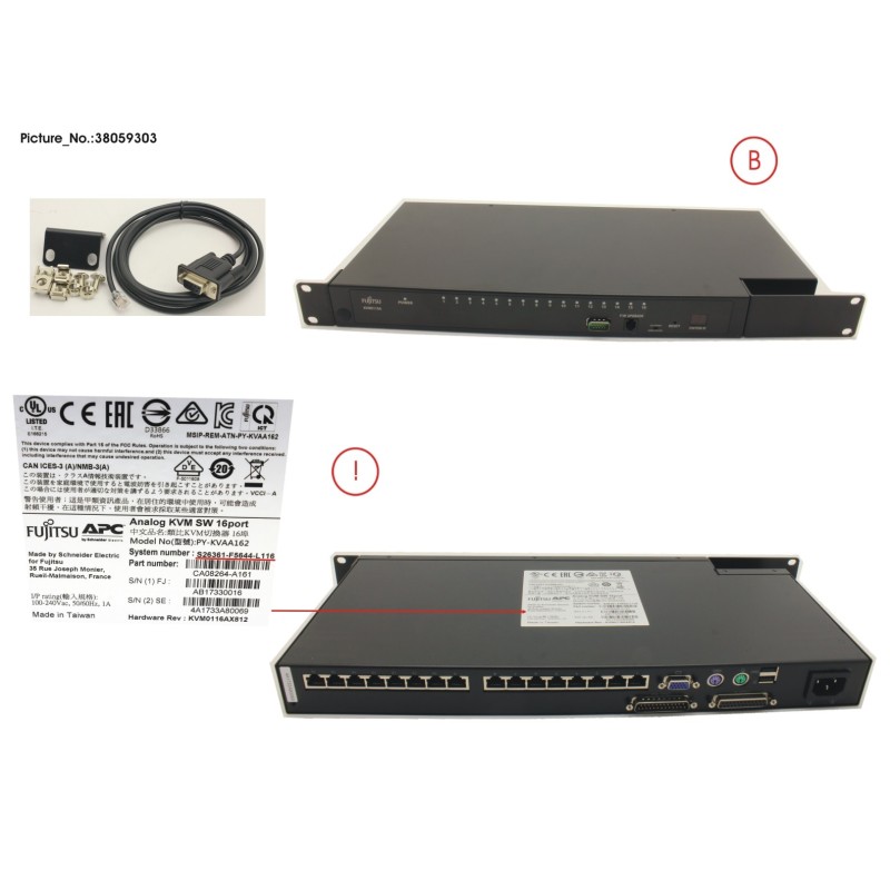 38059303 - CONSOLE SWITCH 16 PORT ANALOG KVM. 1U