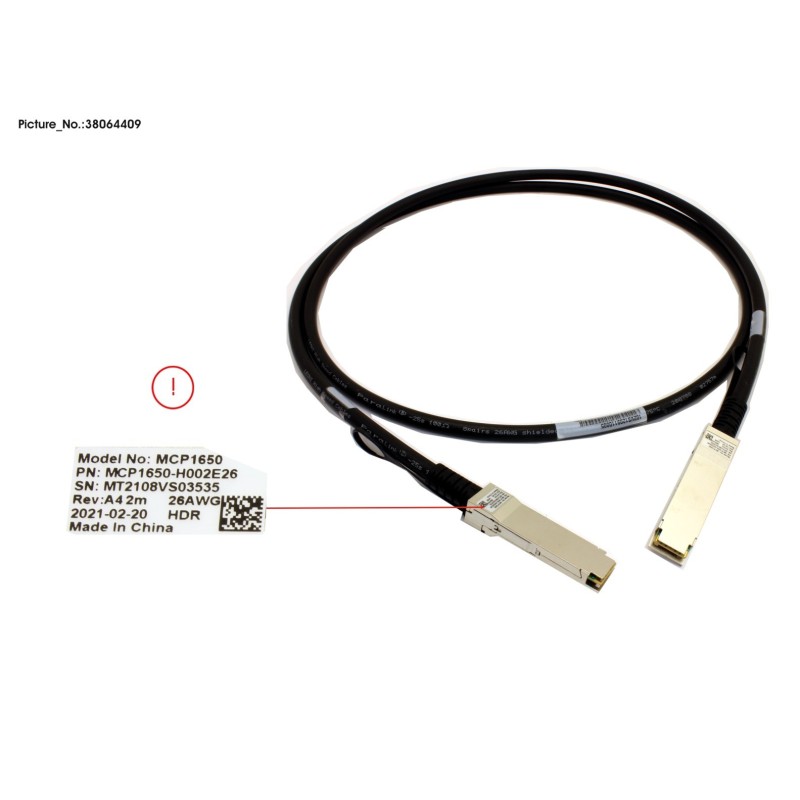 38064409 - MELLANOX COP. CABLE. 200GB.S. QSFP.LSZH.