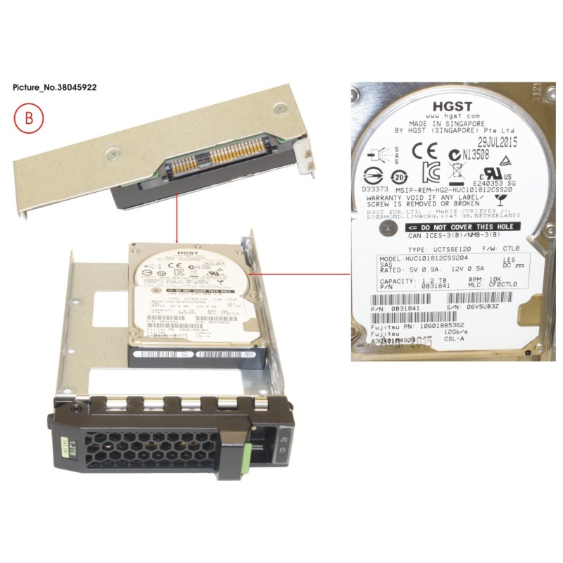 38045922 - HD SAS 12G 1.2TB 10K 512N HOT PL 3.5  EP