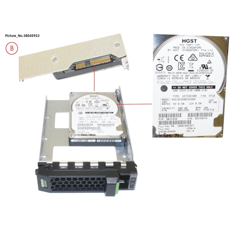 38045923 - HD SAS 12G 300GB 10K 512N HOT PL 3.5  EP