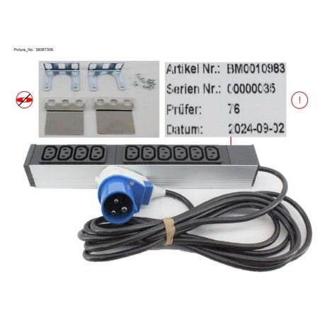 38067306 - SHORT RACK PDU (CEE 16A. 10XC13) SOCKETS