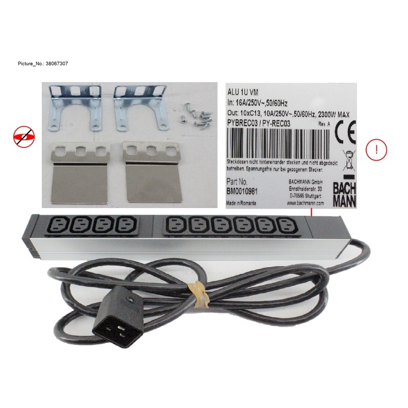 38067307 - SHORT RACK PDU (IEC C20. 10XC13) SOCKETS