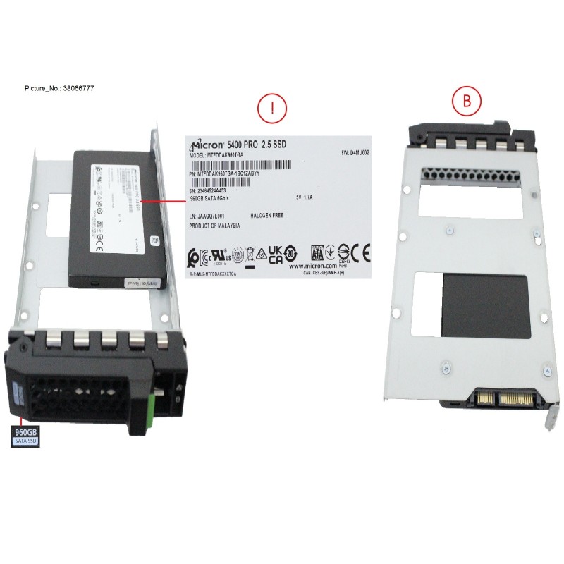38066777 - SSD SATA 6G RI 960GB IN LFF SLIM