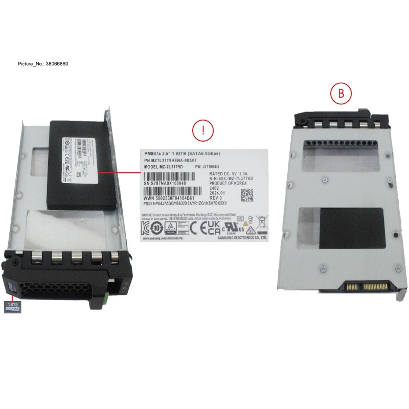 38066860 - SSD SATA 6G MU 1.92TB SED IN LFF SLIM