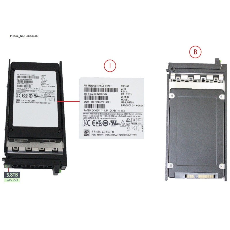 38066638 - SSD SAS 24G RI 3.84TB SED IN SFF SLIM