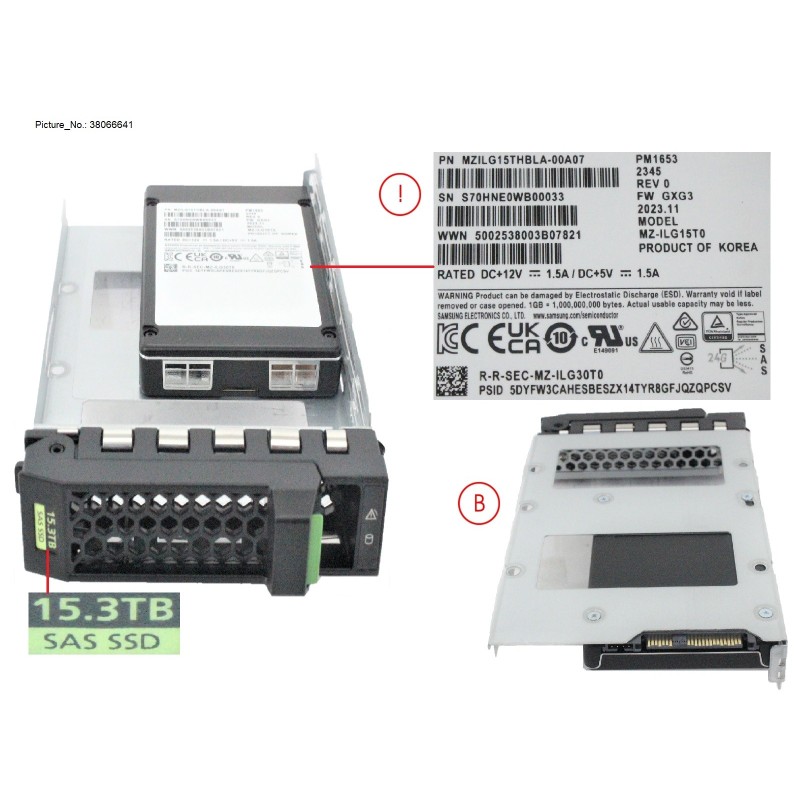 38066641 - SSD SAS 24G RI 15.36TB SED IN LFF SLIM