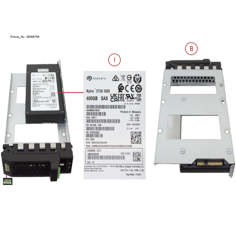 38066769 - SSD SAS 12G WI 400GB IN LFF SLIM