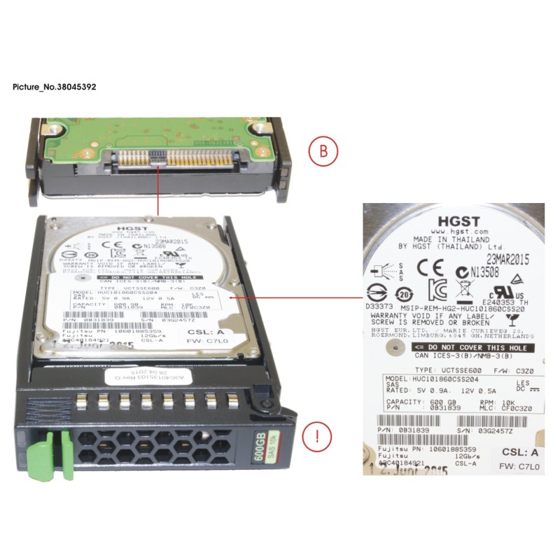 38045392 - HD SAS 12G 600GB 10K 512N HOT PL 2.5  EP