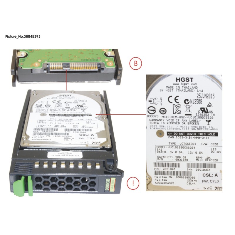 38045393 - HD SAS 12G 900GB 10K 512N HOT PL 2.5  EP
