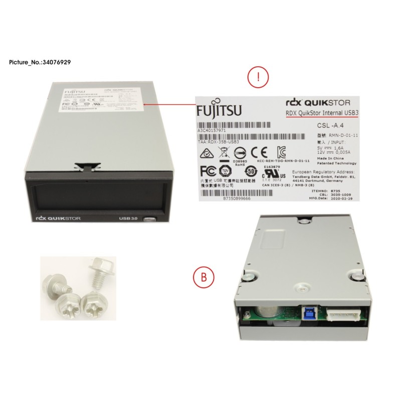 34076929 - RDX DRIVE USB3.0 3.5  INTERNAL