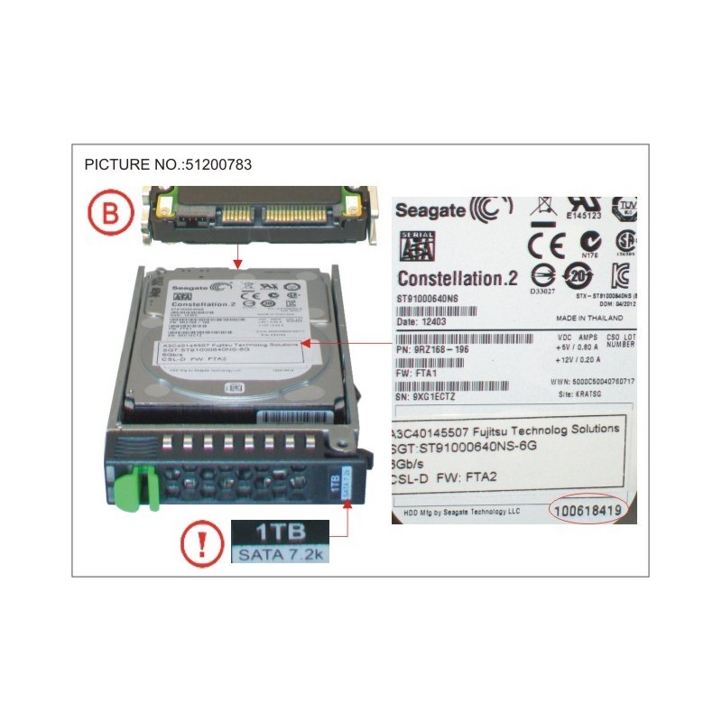 38019752 - HD SATA 6G 1TB 7.2K HOT PLUG 2.5  BC