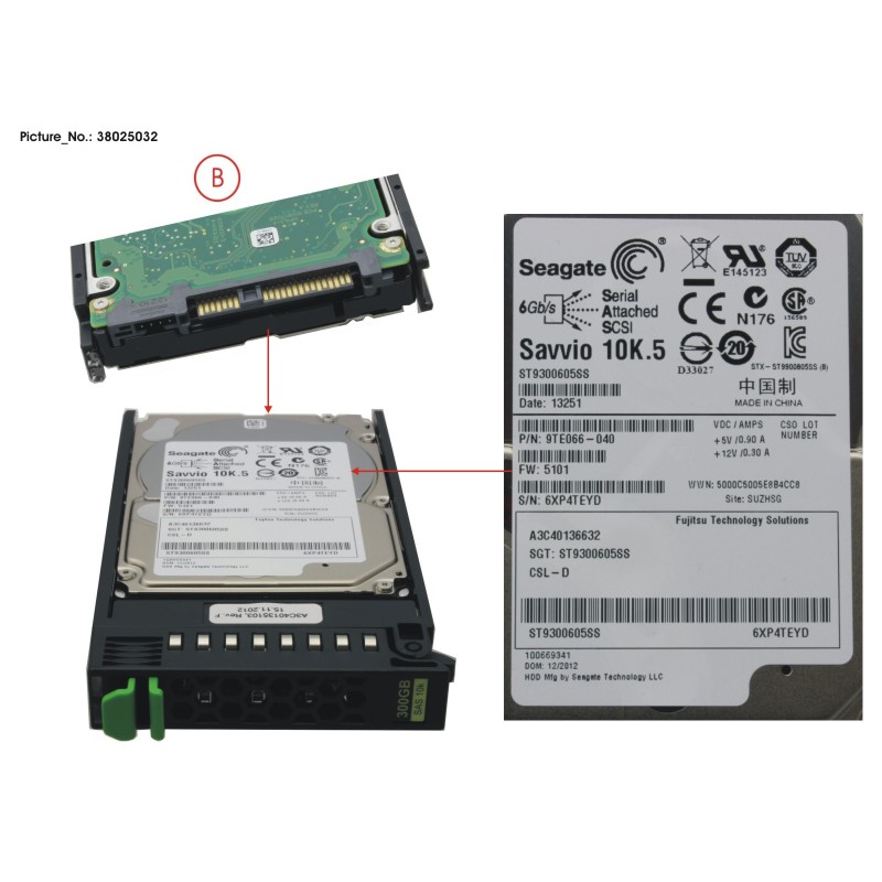 38025032 - HD SAS 6G 300GB 10K HOT PL 2.5  EP