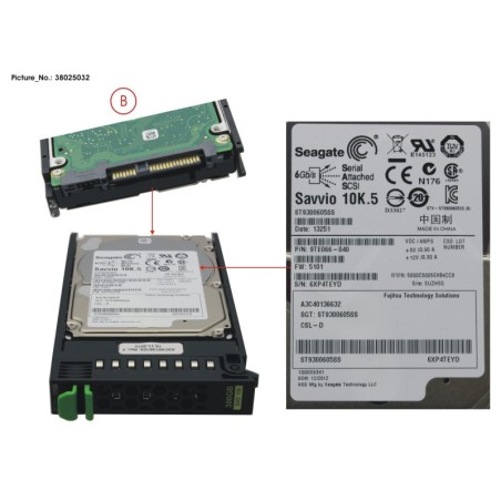 38025032 - HD SAS 6G 300GB 10K HOT PL 2.5  EP