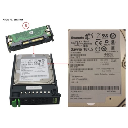 38025034 - HD SAS 6G 600GB 10K HOT PL 2.5  EP