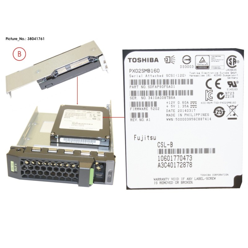 38041761 - SSD SAS 12G 1.6 TB MAIN 3.5  H-P EP