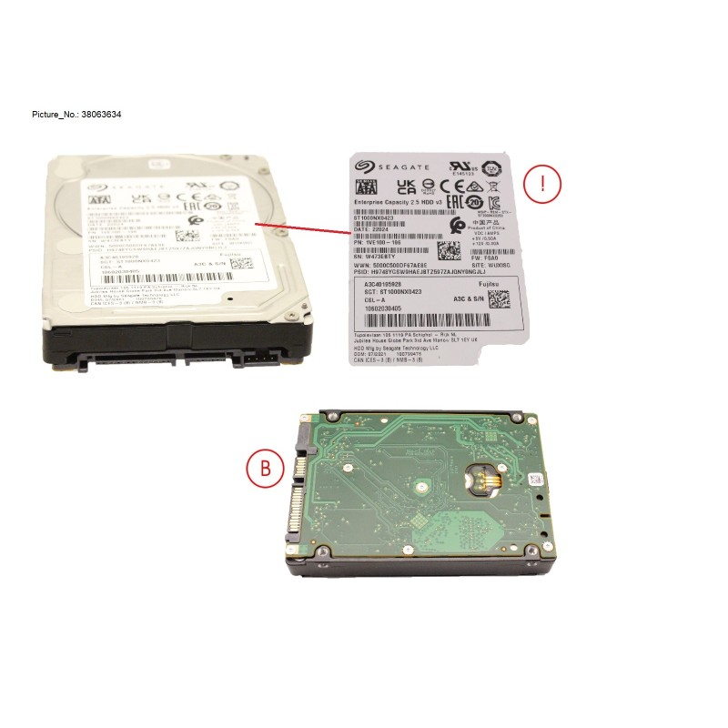 38063634 - HD SATA 6G 1TB 7.2K 512N NO H-P 2.5  BC