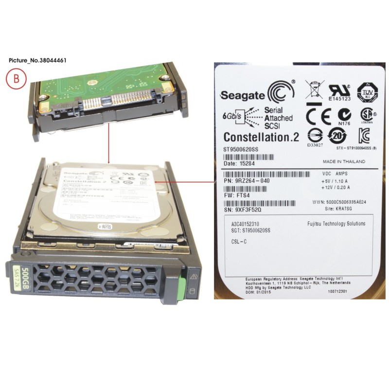 38044461 - HD SAS 6G 500GB 7.2K HOT PL 2.5  BC