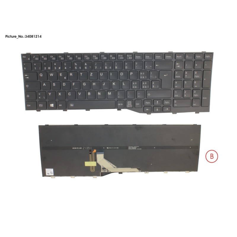 34081214 - KEYBOARD BLACK W. BL SWISS