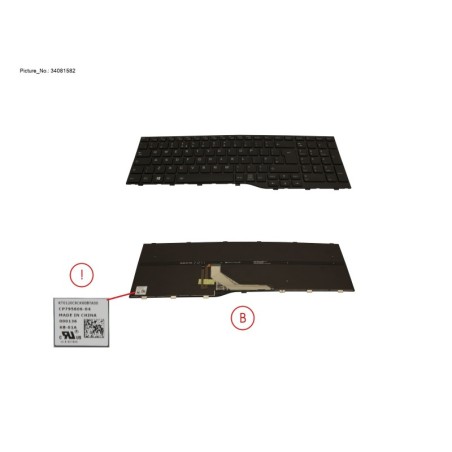 34081582 - KEYBOARD BLACK W. BL UK