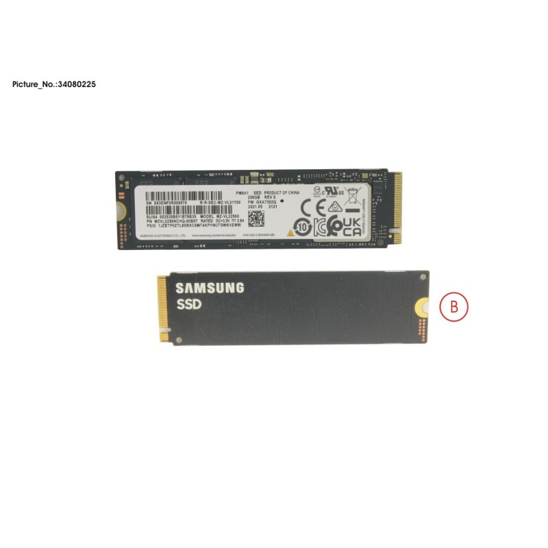 34080225 - SSD PCIE M.2 PM9A1 G4 256GB(SED)